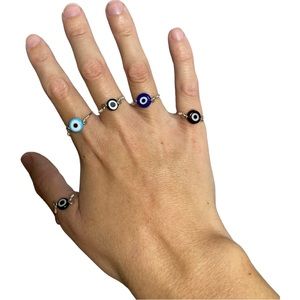 Handmade Evil Eye Wire Wrapped Rings